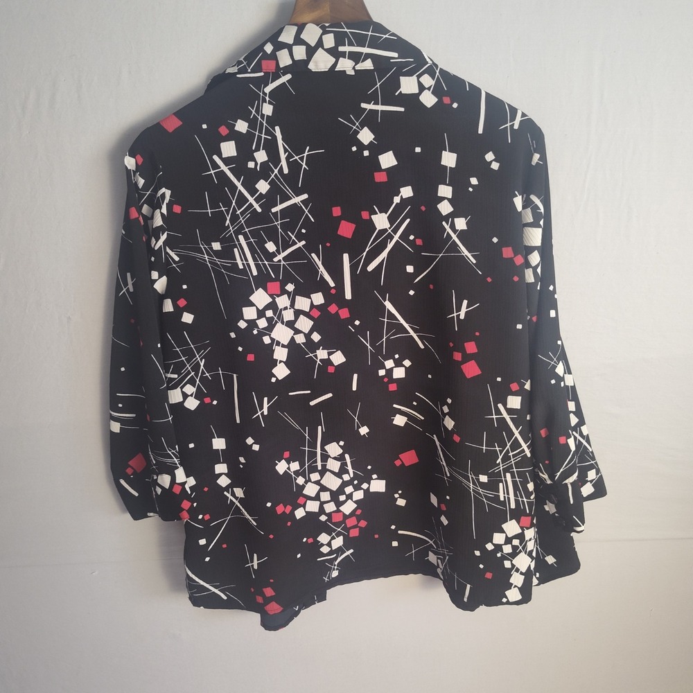 White Stag Womens 1X 16W Black Geometric Abstract Print Layered Blouse Tank Top - Picture 4 of 10